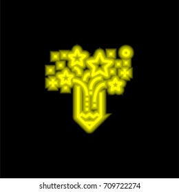 Creativity yellow glowing neon ui ux icon. Glowing sign logo vector