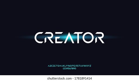 Creator, an Abstract technology futuristic alphabet font. digital space typography vector illustration design	