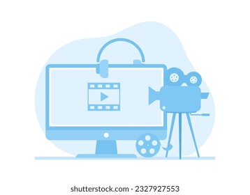 Creator content tools trending concept flat illustration