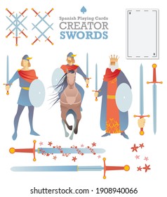 Creator Deck Of Spanish Playing Cards. Swords. Symbols And Characters Of The Cards To Build A Deck