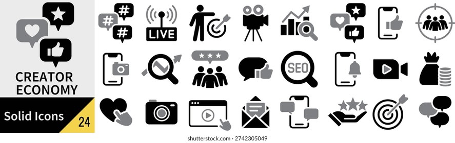 creator economy solid icon set influencer digital content vector collection

🏷 tags
