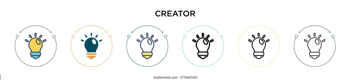 Creator Icon In Filled, Thin Line, Outline And Stroke Style. Vector Illustration Of Two Colored And Black Creator Vector Icons Designs Can Be Used For Mobile, Ui, Web