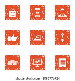 Creator icons set. Grunge set of 9 creator vector icons for web isolated on white background