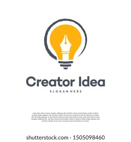 Creator Idea logo designs concept vector, Pen and Bulb logo designs