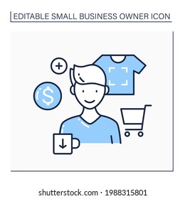 Creator line icon. Sell custom printed products. Print images on shirts or cups. Handmade. Small business owner concept. Isolated vector illustration. Editable stroke