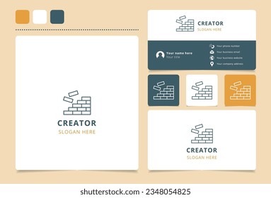 Creator logo design with editable slogan. Branding book and business card template.