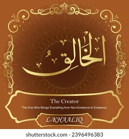 The Creator. The One Who Brings Everything from Non-Existence
to Existence.