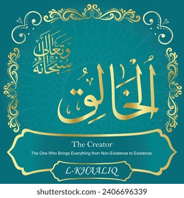 The Creator.
The One Who Brings Everything from Non-Existence
to Existence.