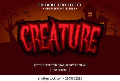 Creature 3D editable text effect template