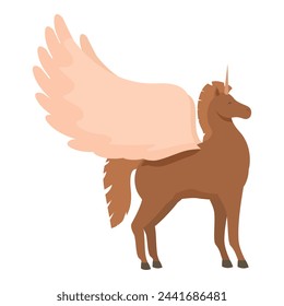 Vector de dibujos animados de icono de la criatura aeróbica. Pegaso unicornio. Mito animal blazon