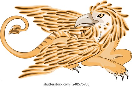 Creature with body of lion,head and wings of eagle