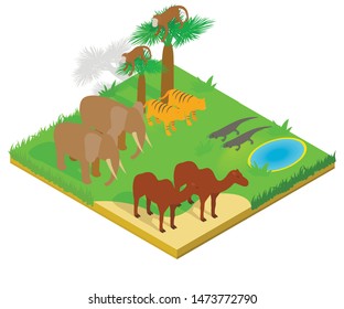 Creature concept banner. Isometric banner of creature vector concept for web, giftcard and postcard