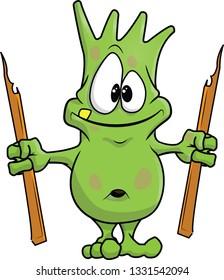 Creature Funny cartoon alien character. Vector, in color