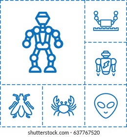 Creature icon. set of 6 creature outline icons such as crab, fly, alien head