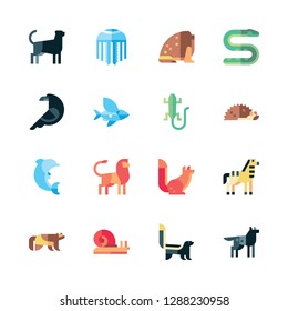 creature icon set. vector set about lizard, snail, wolverine and lion icons set.