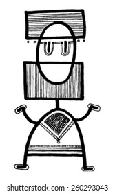 CREATURE people funny caricature graphic simple figure cartoon two decorative geometrical