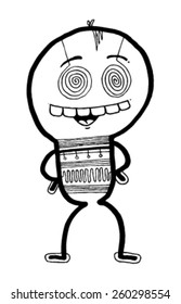 CREATURE people funny caricature graphic simple figure cartoon light bulb shape teeth stupid spiral eyes laugh