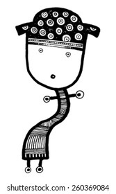 CREATURE people funny caricature graphic simple figure cartoon decorative hat curve body circle hands