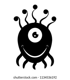 
A creature in shape of eyeball having one eye and tongue out, eyeball monster 
