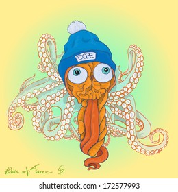 creature with tentacles illustration vector