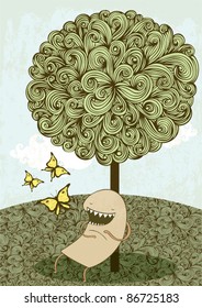 creature under the tree