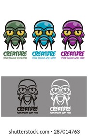 Creature vector logo template, a logo template of a head of a aquatic creature, suitable for multiple business, studios, clans, etc.