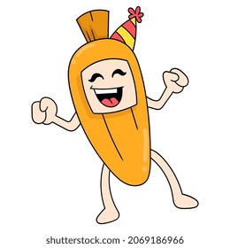 creature wearing a hat for the new year celebration party, vector illustration art. doodle icon image kawaii.
