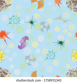Creatures of A Mysterious Fantastic Microworld, Seamless Pattern. Background for Textile and Other Design Solutions