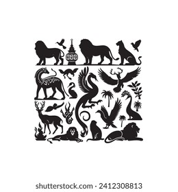 Creatures of the night: Animals silhouette, a captivating portrayal of nocturnal wildlife - animals silhouette wildlife Silhouette - animals vector
