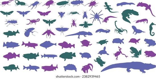 creatures vector art silhouette elements for graphic designer