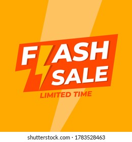 Creatuve banner flash sale limited time concept template modern style. yellow and orange color.