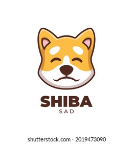 Creatuve Cartoon Sad Face Doge Shiba Inu Character Mascot Logo