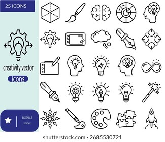 CONJUNTO DE PAQUETES DE ICONOS DE VECTOR DE CREATIVIDAD