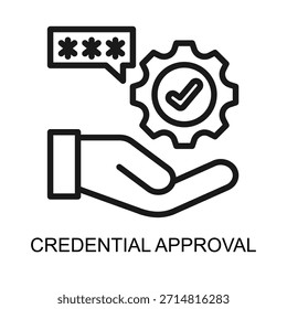 Ilustración vectorial de línea de ícono de Aprobación de credenciales