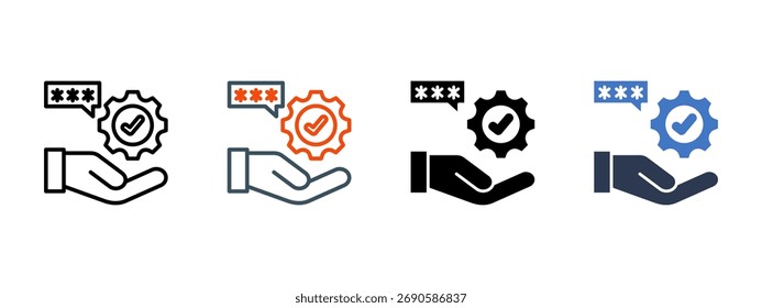 Aprobación de credenciales Ilustración vectorial de estilo de icono múltiple