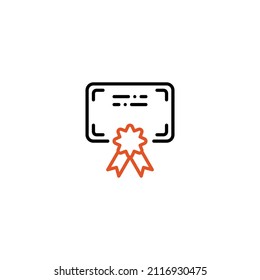 Credential Certificate Outline Icon, Logo, and illustration Vector