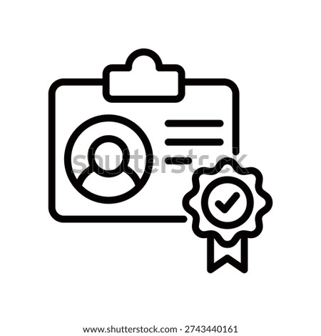 Credential Icon Line Vector Illustration
