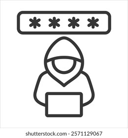 Credential Stuffing Icon Vector Illustration Outline