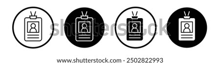 Credential vector icon set black filled and outlined style.