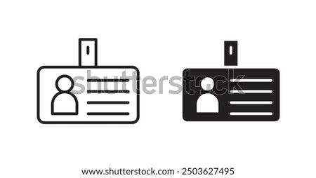 Credential vector icon in solid and outline style