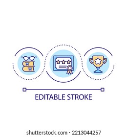 Credentials Loop Concept Icon. Certificate Of Courses Completion. University Graduate Diploma Abstract Idea Thin Line Illustration. Isolated Outline Drawing. Editable Stroke. Arial Font Used