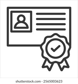 Credentials Outline Icon Vector Illustration