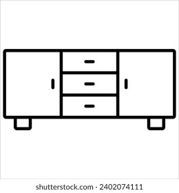 Credenza, Basic Furniture icon in thin line style