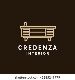 credenza home furniture logo lineart vector icon illustration
