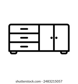 Credenza icon linear logo mark in black and white