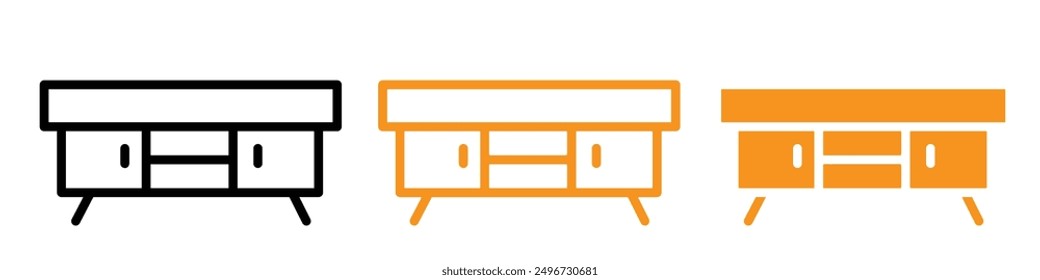 Credenza Icon Set Furniture Illustrations for Interior Design and Home Projects
