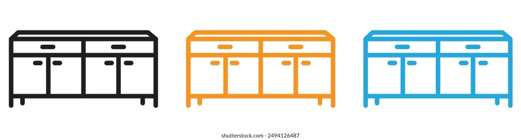Credenza icono Vector logo set colección para Web App ui