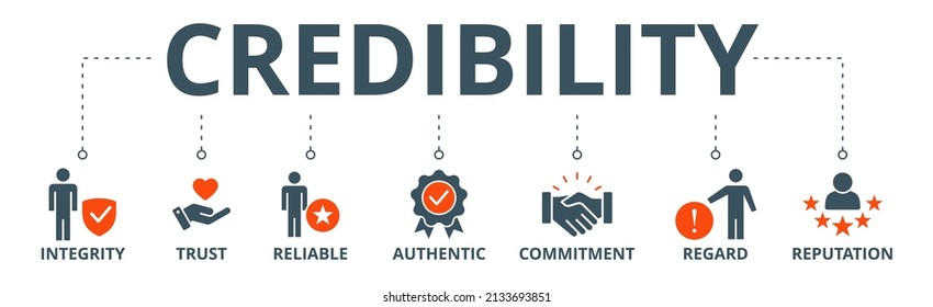 Credibility banner web icon vector illustration concept with icon of integrity, trust, reliable, authentic, commitment, regard, and reputation