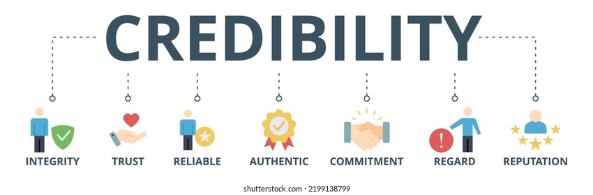 Credibility banner web icon vector illustration concept with icon of integrity, trust, reliable, authentic, commitment, regard, and reputation