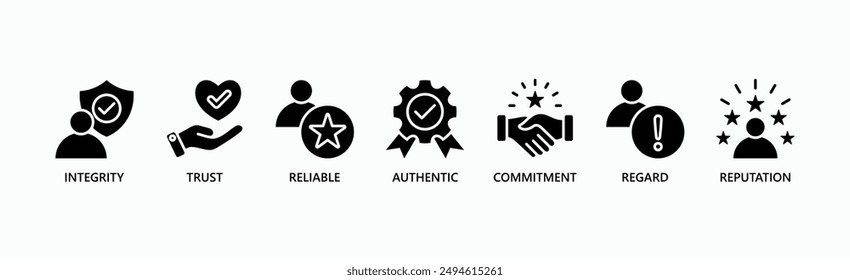 Credibility Banner Web Icon Vector Illustration Concept With Icon Of Credibility, Integrity, Trust, Reliable, Authentic, Commitment, Regard, Reputation